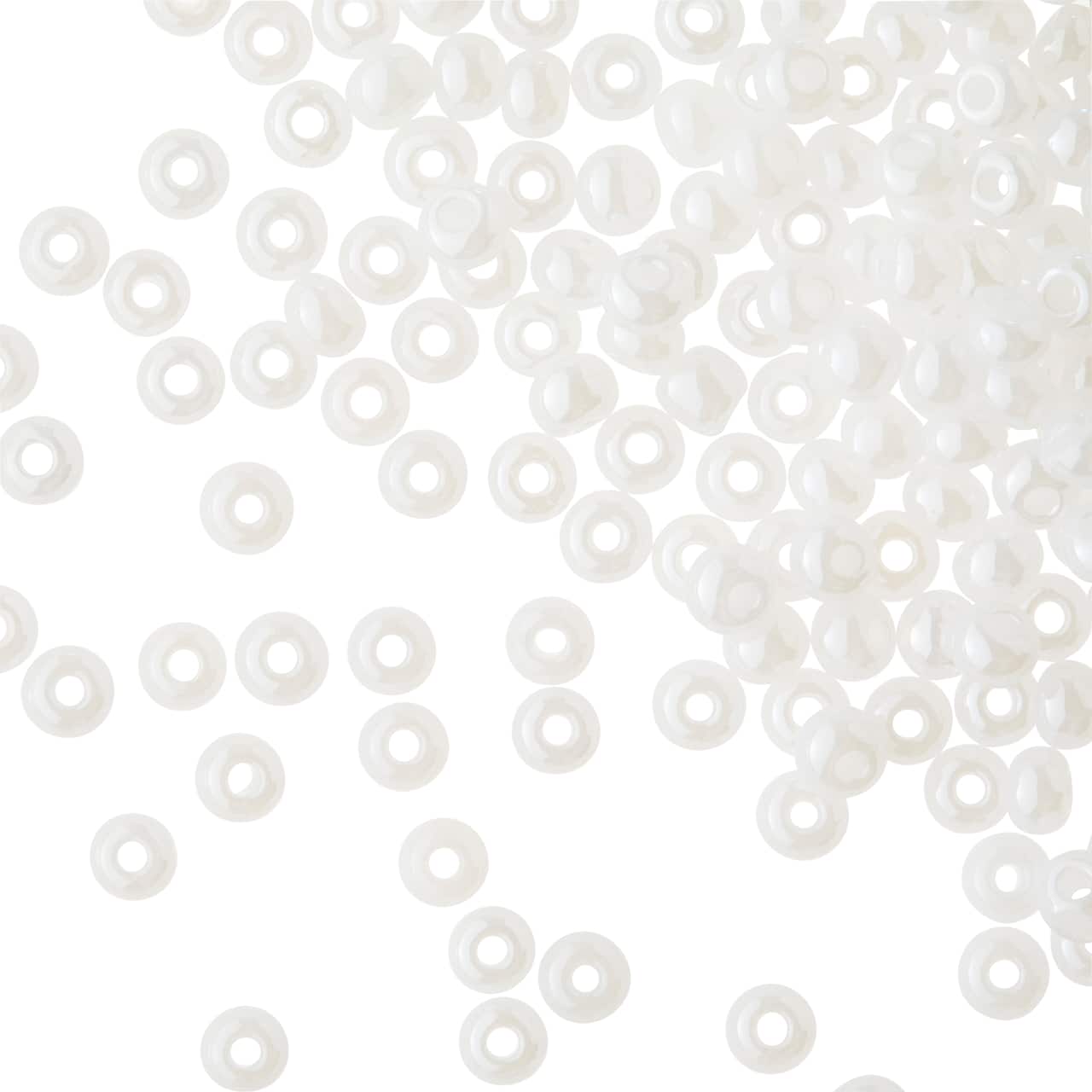 12 Pack: John Bead White Pearl Opaque Czech Glass Seed Beads, 6/0